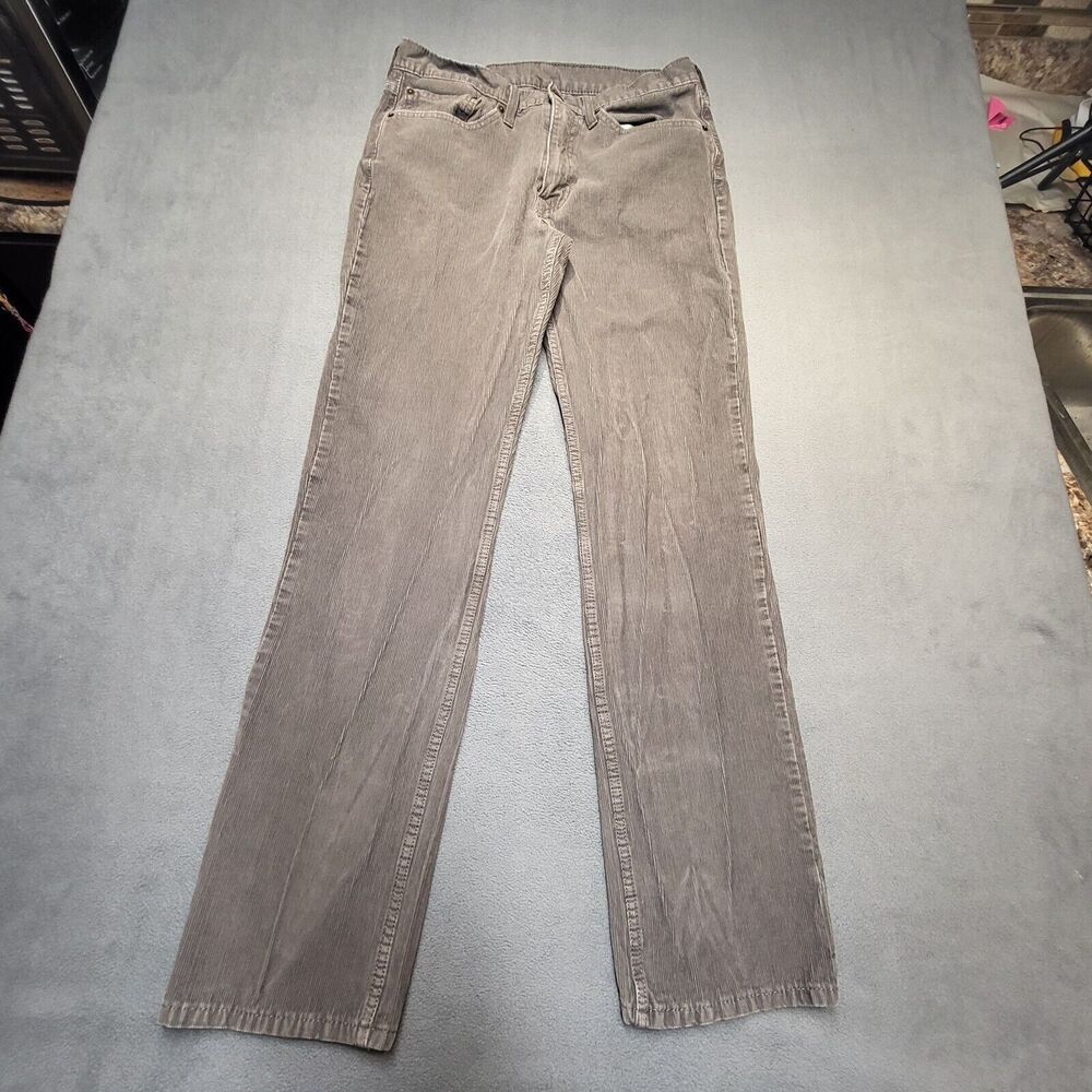 Levis 514 Pants Mens 32x33 Gray Corduroy Straight Leg Distressed